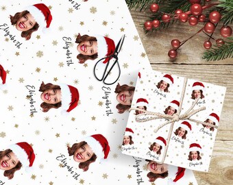 Custom Face Christmas Wrapping Paper, Personalized Photo Gift Wrap Roll