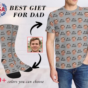 Custom Father&#39;s day shirt socks, Personalized face shirt socks for dad, Custom Face T Shirt Socks Man, Best Gift for Dad, Father‘s Day Gift