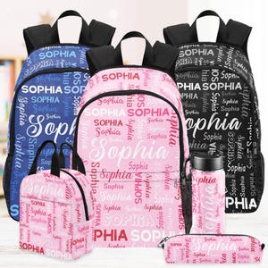 Custom Name Backpack, Personalized Bookbag for Kids, Lunch Bag, Pencil box, Water bottle, School Bag with name,Back to School Gifts for Kids