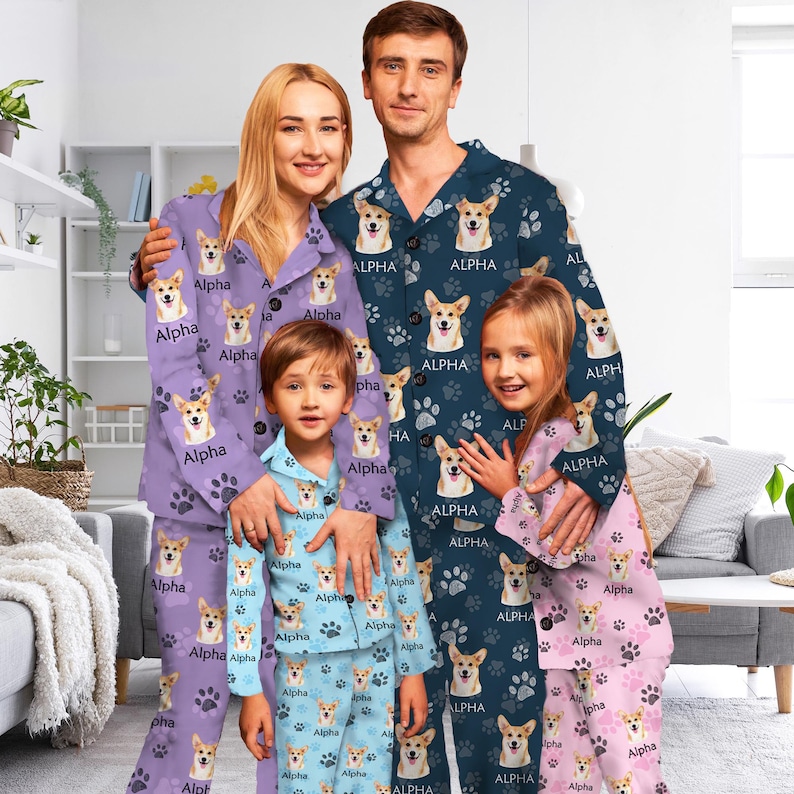 Custom Pet Face Pajamas: Personalized Photo＆Name Pjs Set image 1