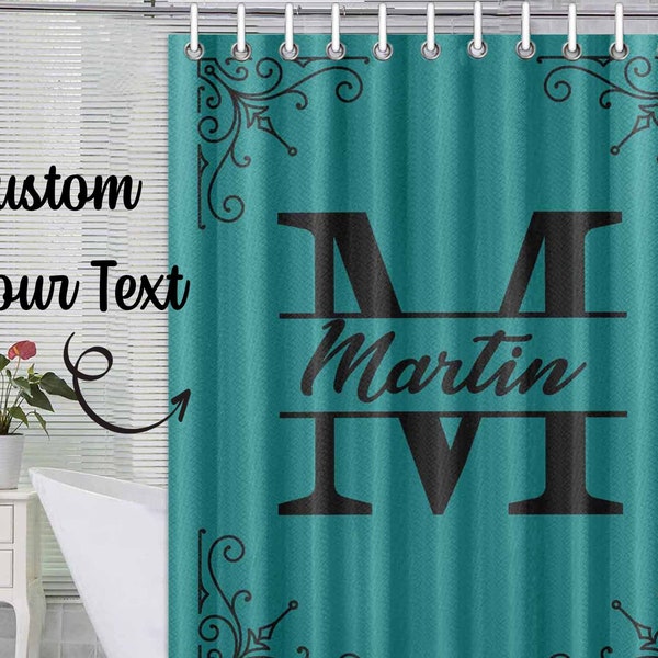 Personalized monogrammed Shower Curtain, Custom Name on Shower Curtain, Custom Initials Shower curtain,  Bathroom Decor, Housewarming Gift