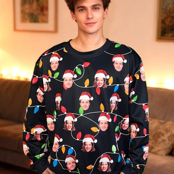 Custom Face Ugly Sweater: Personalized Photo Christmas Sweatshirt