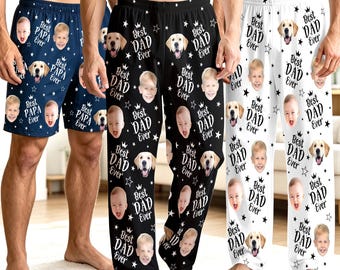 Custom Face Pajama Pants Shorts, BestDadEver Photo Gift fro Dad, Father's day Gifts