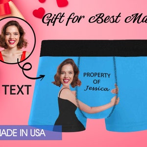 Custom Face Boxer Briefs for man, Personalized Underwear with face text, Custom boxer with face, Custom Valentine&#39;s Day gift for boyfriend