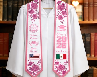 Custom Graduation Stole With Name&Logo, Personalized School Color Graduation Sash