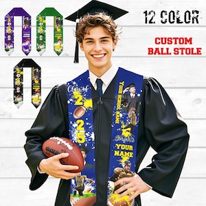 Custom Photo Graduation Stole: Sporty Style, Personalized Grad Sash