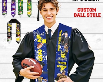 Custom Photo Graduation Stole: Sporty Style, Personalized Grad Sash