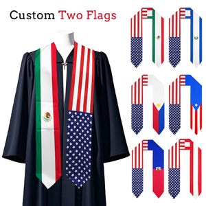 Custom Two Flag Graduation Stole: Personalized Class of 2025 Sash