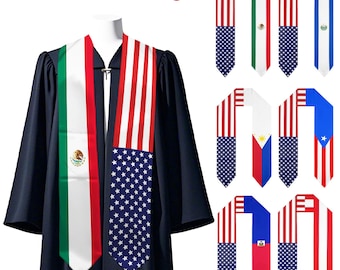 Custom Two Flag Graduation Stole: Personalized Class of 2026 Sash