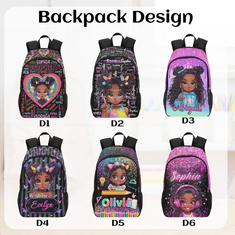 Think Different Backpack Personalized Afro Girl Backpack Set: School Bag, Lunch Bag & Water ...