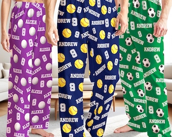 Custom Softball Pajama Pants: Personalized Name＆Number＆20 Ball options