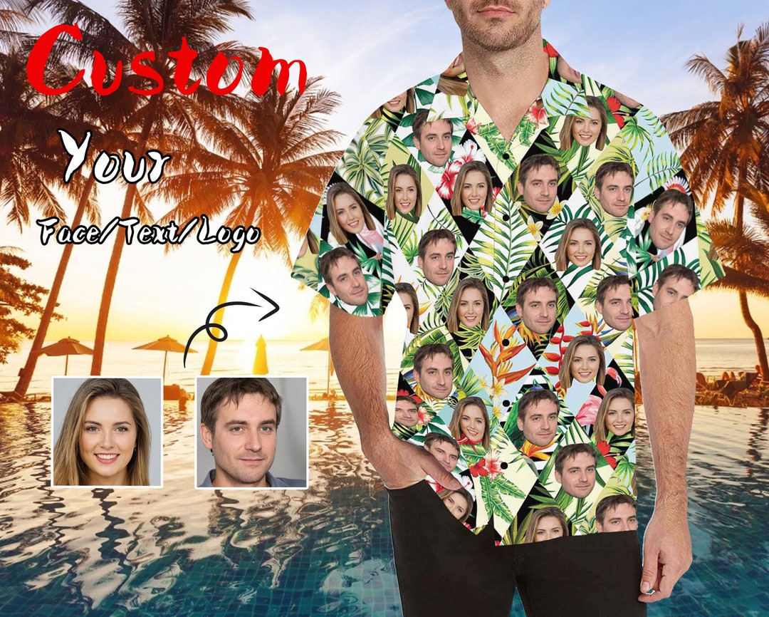 Custom Face Leaves Rhombus Men's All Over Print Hawaiian - Etsy