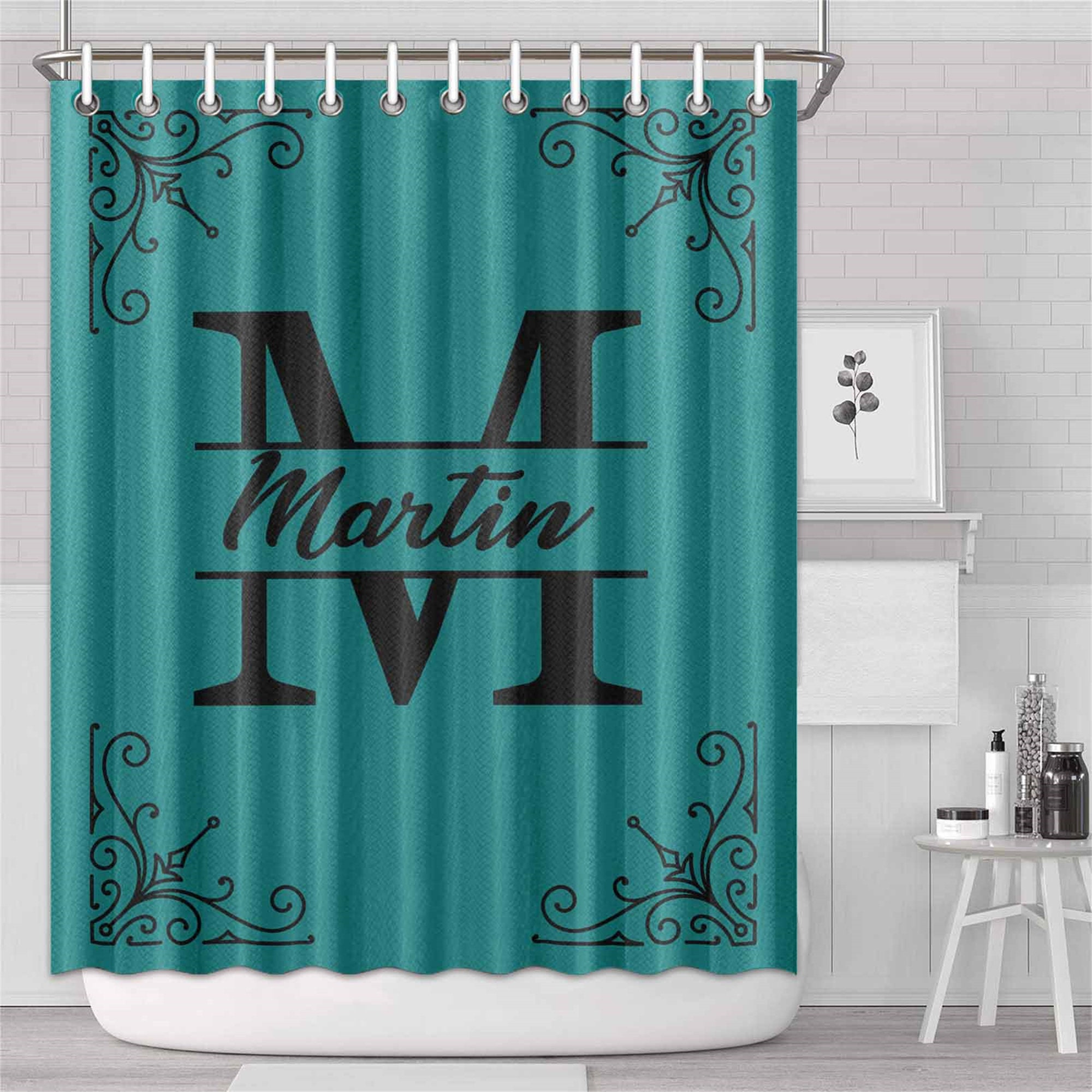 Personalized Monogrammed Shower Curtain Custom Name on Shower Etsy