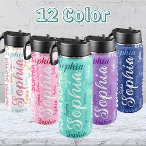Custom Name Water Bottle,Personalized Water Bottle with Straw,Back to School Gifts for Kids,Insulated Stainless Steel Water Bottle with Name