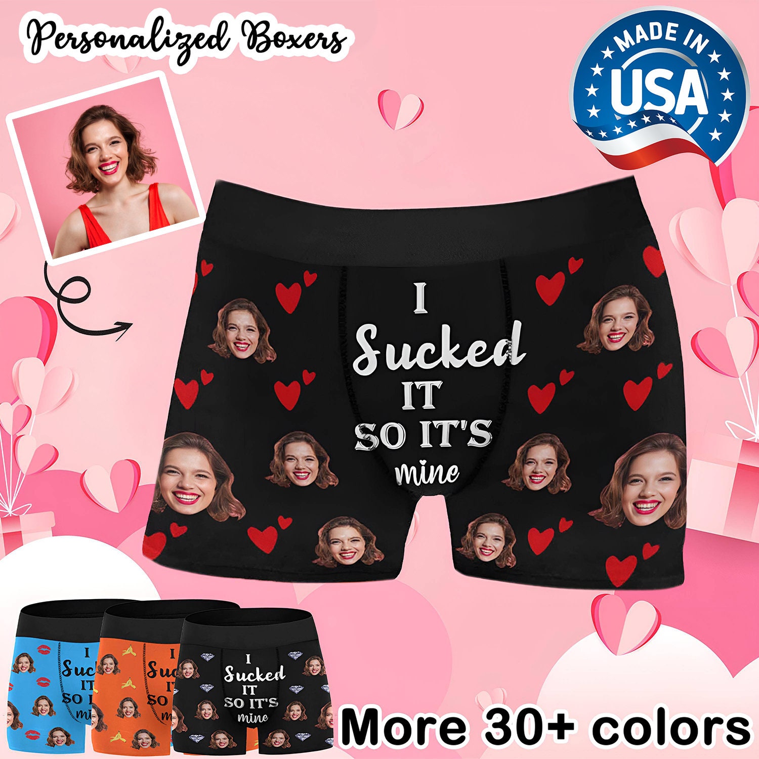 Custom Underwear With Face, Personalized I Licked It so Its Mine Boxers  With Photo, Custom Picture Boxer Gift for Boyfriend Gift for Husband 