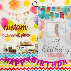 Personalized Happy Birthday Garden Flag: Custom Photo & Name