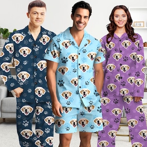 Personalized Pet Face Pajamas, Custom Pajamas for Men Women, Custom Pajama Pants with photo, Funny Dog face Pajamas,Custom Father's day Gift