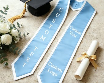 Custom Text Logo Graduation Stole, Your Design School Color Gradute Sash Class of 2026