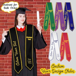 Personalized Graduation Stole College custom graduation stole 2024, your design grad gift, gift for graduate, name logo graduation stole