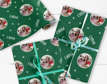Personalized Photo Christmas Wrapping Paper Roll: Custom Name Gift Wrap
