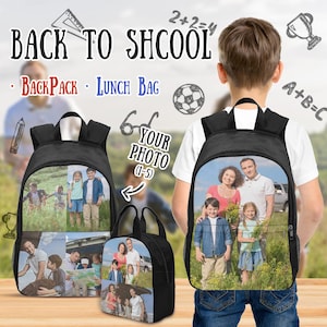 Personalized Backpack with Photo, Back to School Gift For Kids, Custom Picture Backpack, Lunch Bag, Image on Bookbags, Travel Backpack Gift