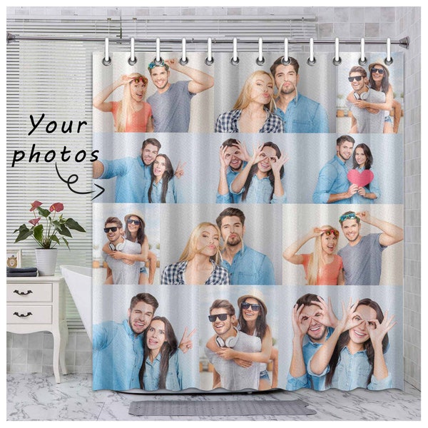 Custom Photo Shower Curtain,Custom Couple Memorial Curtain,Bathroom Decor, Housewarming Gift,Detachable Nylon shower curtain