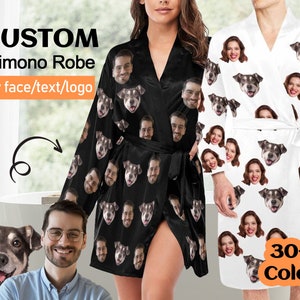 Custom Face Kimono Robe: Personalized Photo Bathrobe, Bridal Party Gift