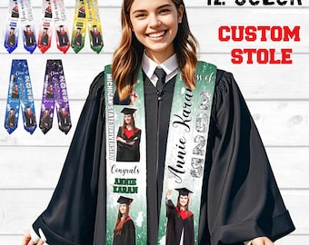 Custom Graduation Stole: Personalized Photo & Name, Class of 2026