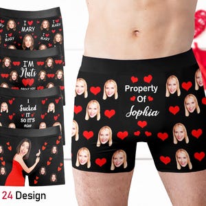 Personalized Photo Underwear for Boyfriend/Husband, Custom Face Boxers Briefs for Men, Custom Boxers with Picture, Anniversary Gift for Him