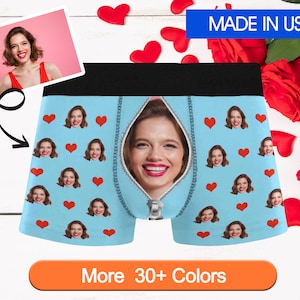 Custom Face Boxer Briefs, Personalized Valentine's Gift