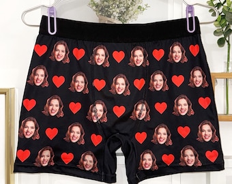 Custom Face Boxer Briefs, Personalized Photo Underwear, Anniversary Gift