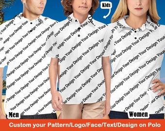 Your Design Men's woman's Kid's All Over Print polo shirt,Custom polo shirt,Personalize polo pattern logo text face,Polo shirt for men woman