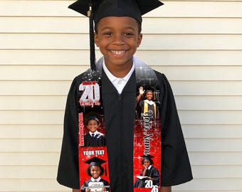 Custom Kindergarten Graduation Stole, Personalized Name Photo Kids Sash Class of 2026