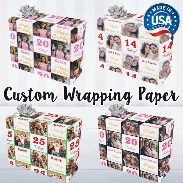 Custom Photo Gift Wrapping Paper, Custom Anniversary Gift Wrapping Personalized Photo, Birthday Gift Wrapping Paper, Christmas Gifts, Family