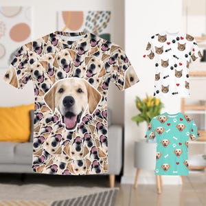 Custom Pet Face All Over Print Men&#39;s T-shirt: Personalized Photo Shirt
