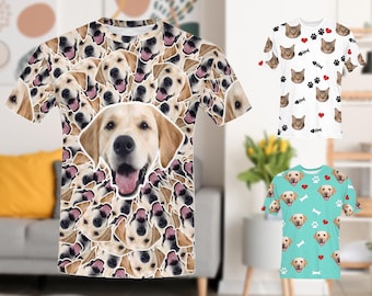 Custom Pet Face All Over Print Men's T-shirt: Personalized Photo Shirt