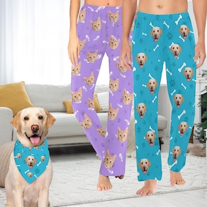 Custom Pajama pants woman man, Personalized Pajama pants with dog face, Custom Pajamas pants,Custom dog face pants, Christmas day gifts