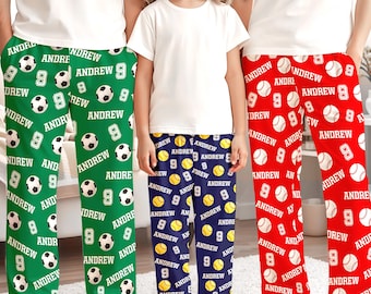Personalized Softball/Football Pajama Pants: Custom Name & Number