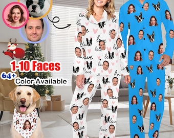 Custom Face Pajamas: Personalized Photo Pajama Set, Valentine's Gift