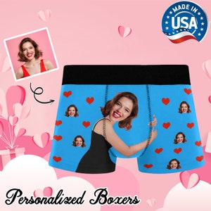 Custom Boxer Briefs Face, Face Boxer, Custom Valentine's Day Gift for Him, Personalized Boxer with Face, Custom Photo Underwear for Husband