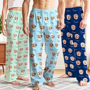 Custom Pet Portrait Pajama pants Using Pet Photo + Name, Personalized Dog Cat Pyjamas, Pet Lover Gift, Dog Dad Dog Mom Gift, Christmas Gifts