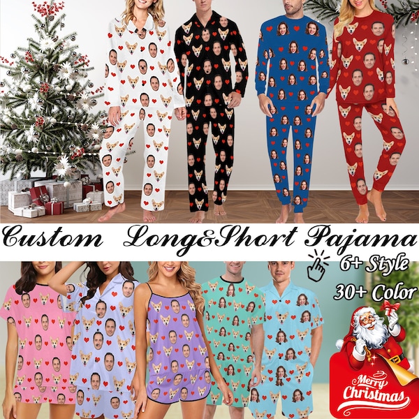 Custom Couples Pajama Sets , Custom Faces Pajama Sets , Custom Pajama Family Photos, Personalized Long/Short Pajama Sets, Christmas Gifts