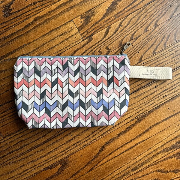 Colorful zigzag zipper pouch, makeup bag, travel pouch