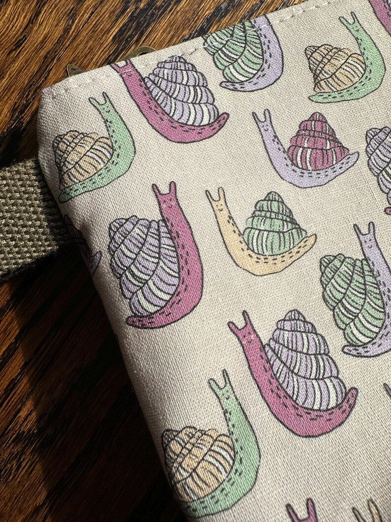 Pouch Snail Shell Zipper Pouch - Linen - Groovy Snail - Purple - Cosmetic Bag - Etsy