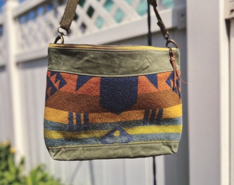 Large colorful southwestern style crossbody bag