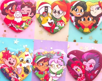 Christmas heart pin buttons