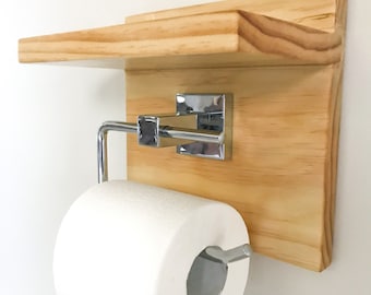 Toilettenpapierhalter aus Holz mit Telefonablage - Modernes Badezimmerdekor
