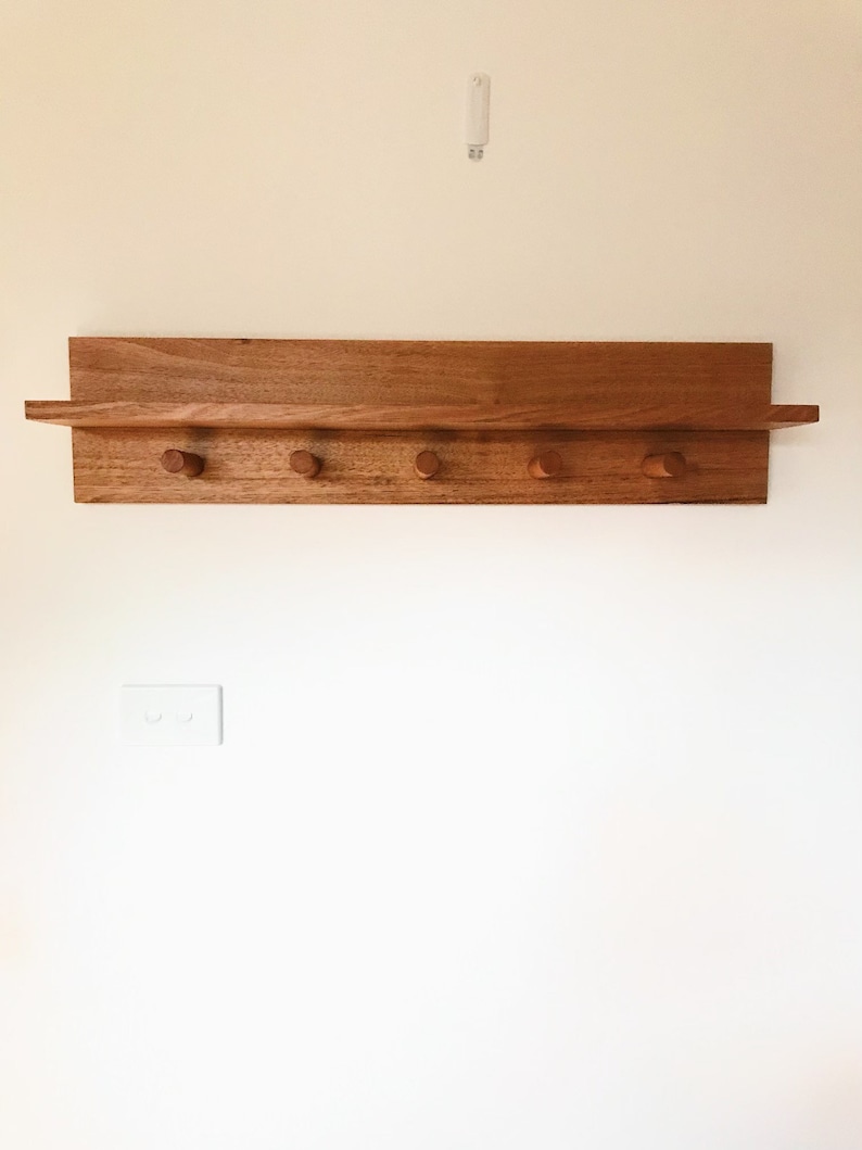 Handmade Tasmanian Oak Entryway Organizer: Floating Shelf Coat Rack ...