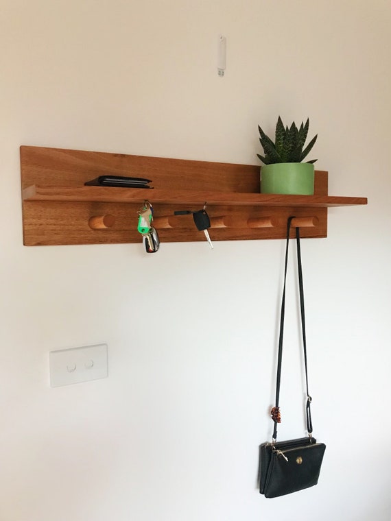 Entryway Organiser Tasmanian Oak Coat Rack Storage Floating Shelf Etsy Australia