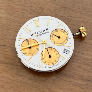 BVLGARI Diagono CH 35 Automatic Chronograph 080 TEEE watch movement Yellow Gold Hands-Index & Crown complete Working!!!